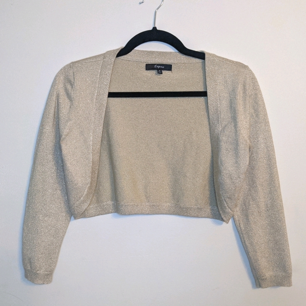 Express Gold Crop Cardigan